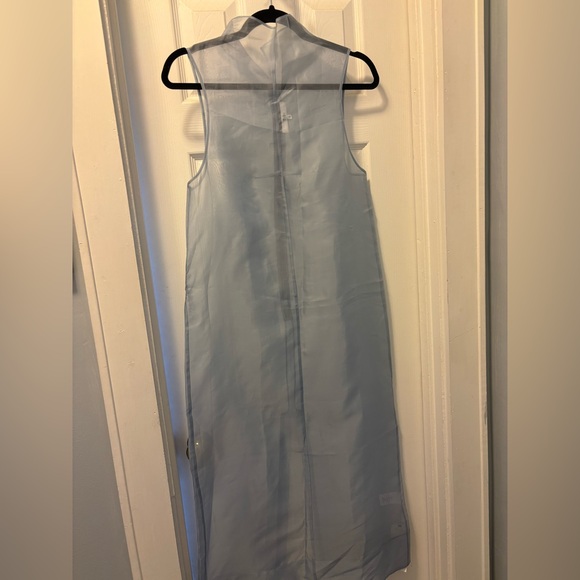 NWOT TIBI MELEE CREPE V-NECK DRESS WITH ORGANZA LINING - LIGHT BLUE Size 2 - Picture 11 of 15